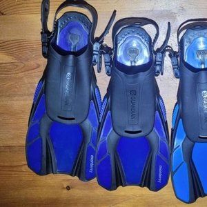 New Swimming snorkling fins 2 pairs S/M & L/XL plus snorkel and mask